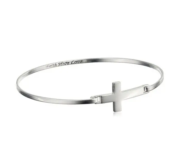 

Элегантный женский Браслет-манжета ANGLANG серебристого цвета с крестом и подвеской на удачу, винтажный браслет, ювелирные изделия дружбы, под...