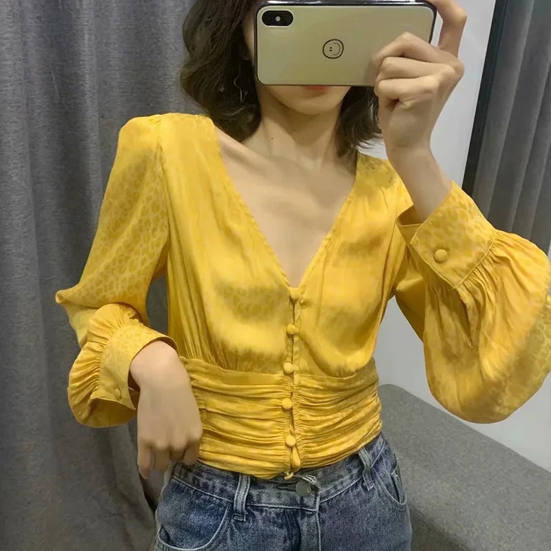 Женский кардиган с v-образным вырезом JXYSY модный принтом blusas mujer de moda 2020 кимоно