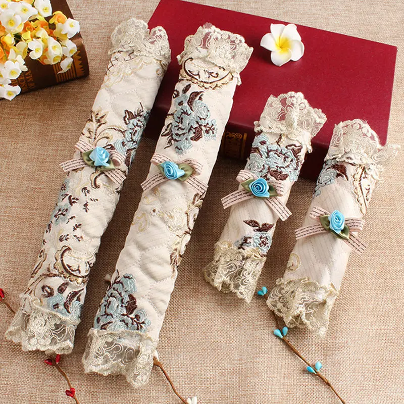 2 пары новых пасторальных европейских кружевных крышек для ручек холодильника