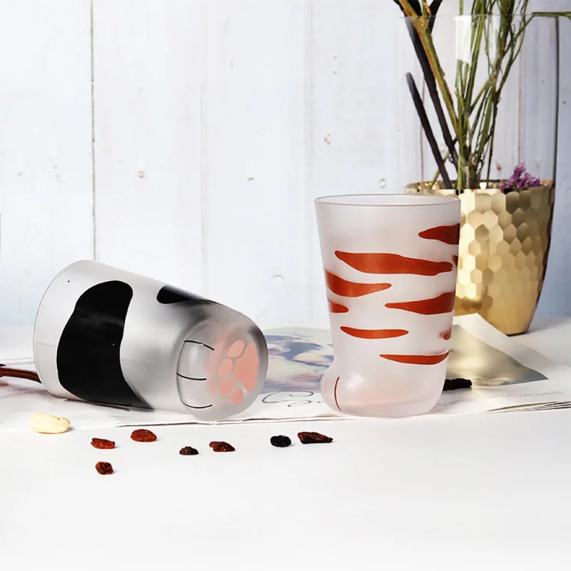 

2021 Creative Cute Cat Paws Glass Tiger Paws Mug Office Coffee Mug Tumbler Breakfast Milk Porcelain Cup