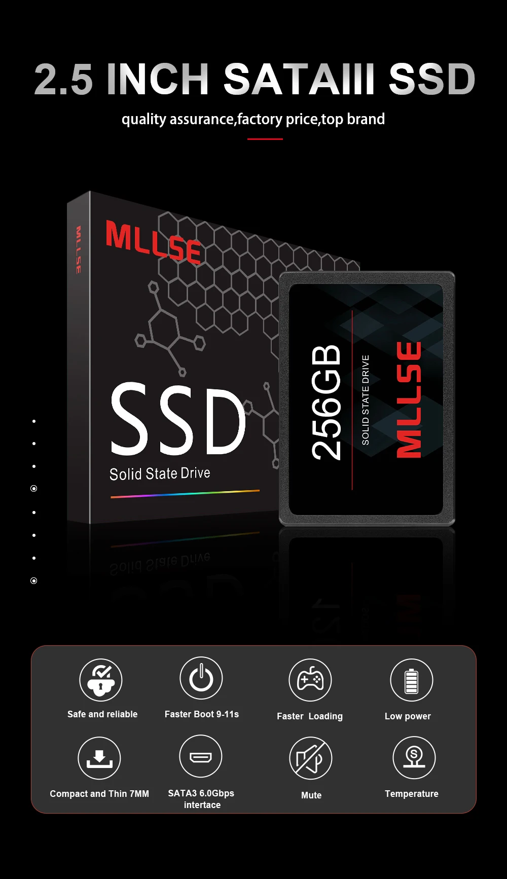 Самый дешевый MLLSE 256 ГБ SSD 2 5-дюймовый жесткий диск SATAIII Внутренний твердотельный