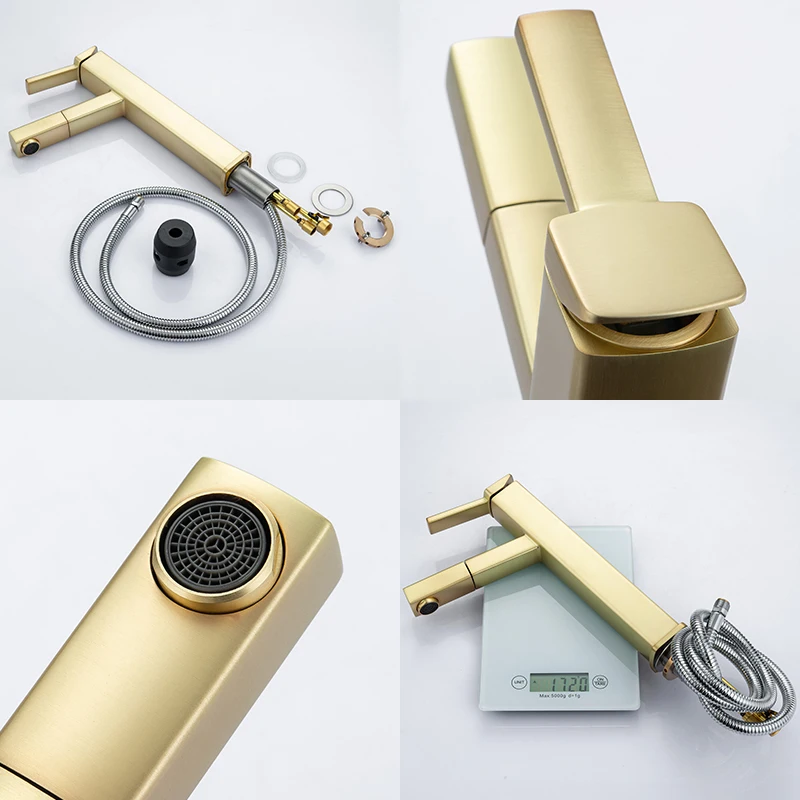 Эллен выдвижной смеситель для раковины ванной комнаты высокий черный горячей и