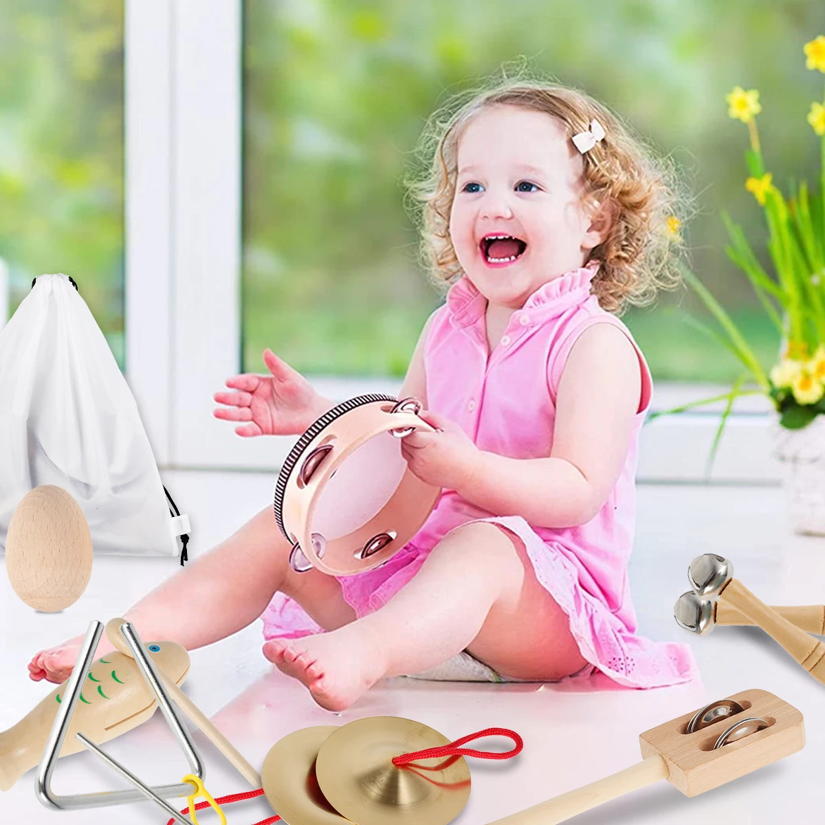 11Pcs/7Pcs Musical Instruments for Toddler Wooden Percussion Toys Set with Storage Educational Music Bag Gift | Игрушки и хобби
