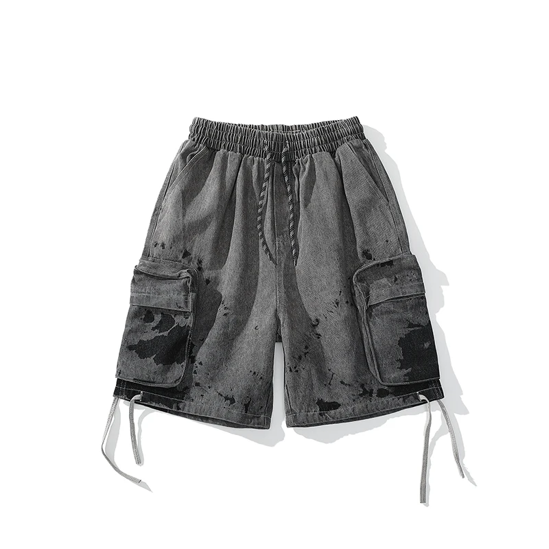 Свободные мужские шорты с галстуком-краской в стиле ретро потертые джинсы пятью