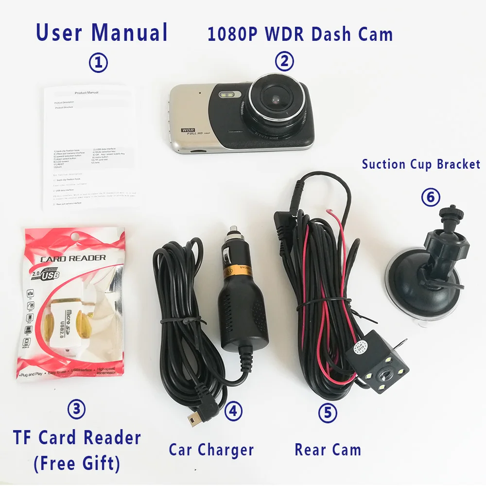 

New 3.8 Inch HD 1080P Car Driving Recorder Dash Cam Vehicle Rear Camera Car DVR Driving Recorder Dashcam Night Vision G Sensor