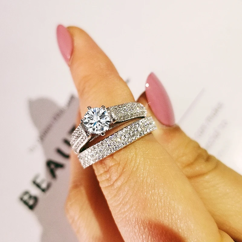 Комплект женских свадебных колец из серебра 925 пробы R5123|Кольца| |