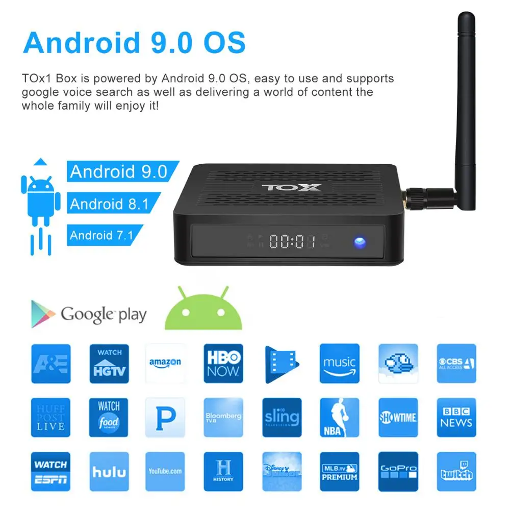 TOX1 Amlogic S905X3 ТВ коробка Android 9 0 4 Гб Оперативная память 32 ГБ памяти на носителе EMMC