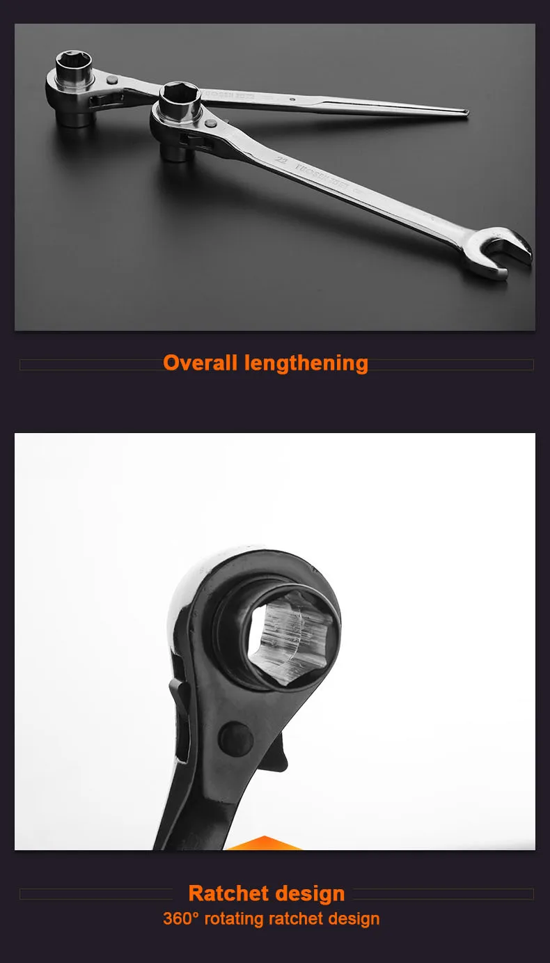 19 мм 22 Трещоточный ключ с острым концом CR V двухсторонний рукав быстрый автомат