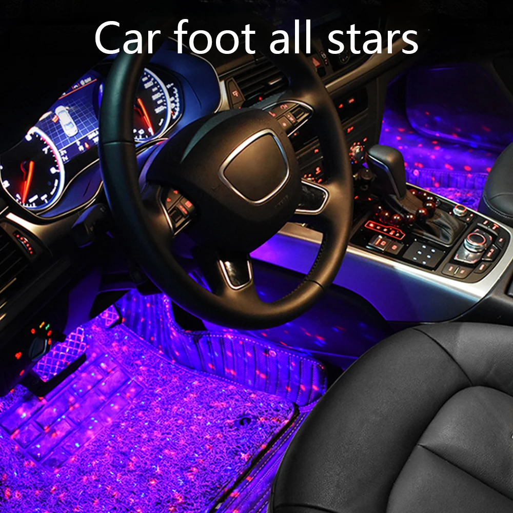 CARCTR, автомобильная атмосферная лампа, 7 цветов, Звездный USB, звуковой контроль, музыкальный светильник, автомобильный модифицированный светодиодный светильник, декоративная лампа A12