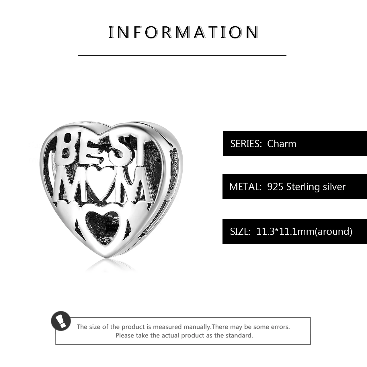 925 Sterling Silver Best Mom Heart shape Clips Beads for Jewelry making Fit Original Reflections Charm Bracelet women jewellery | Украшения