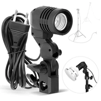 2pcs e27 lamp holder 1 8m cable cord light stand euus plug socket for photo with umbrella holder photography light bulb mount