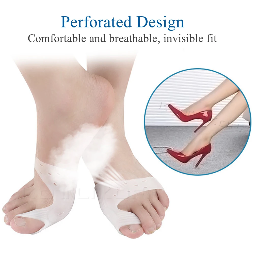 2Pcs Silicone Hallux Valgus Toe Separator Silicone Insoles Toe Overlapping Pain Relieve Spreader Foot Protector Inserts Orthosis