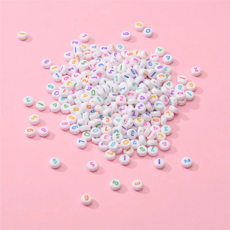 

YEYULIN Wholesale Number Beads With Hole 7mm 100pcs Round Beads Mixed For DIY Making Jewelry Charm Bracelet
