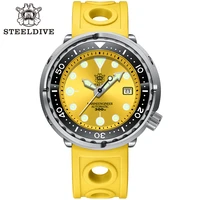 steeldive sd1975 new arrival 2021 blue hole rubber band stainless steel 316l big size men watch automatic tuna can diver watch