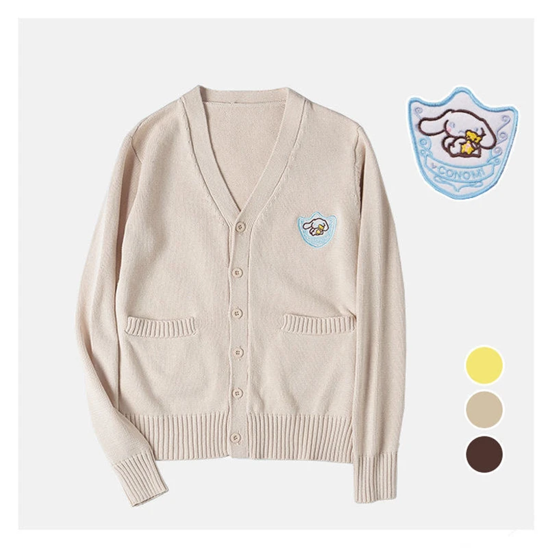 Japanese Embroidery Kawaii Jk Schoolgirl Uniforms Long Sleeve V-neck Cardigan Sweater Cosplay Soft Super Cute Women Coat | Тематическая