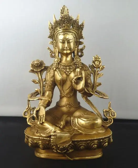 8 5 &quotтибетского буддизма Медь Зеленая Тара Бог GODNESS KWAN-YIN статуя Будды украшения