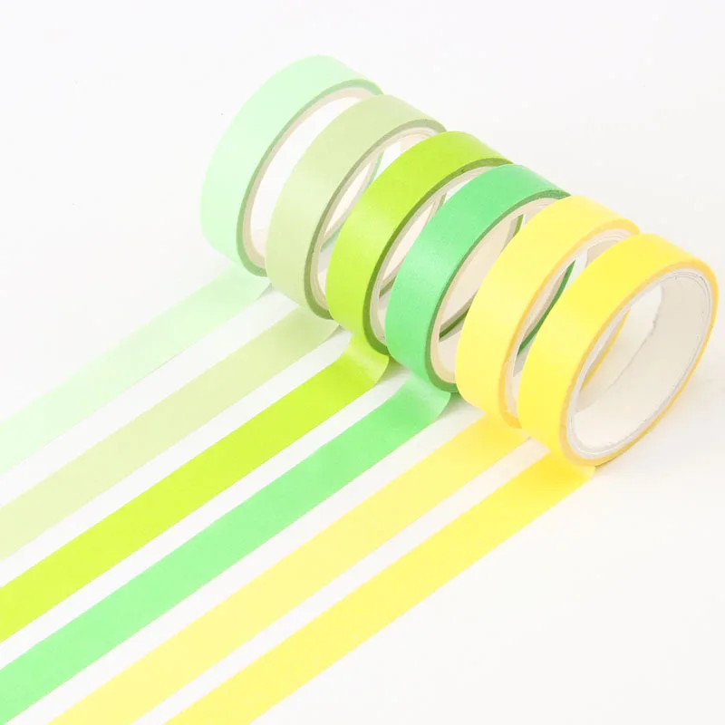 6Pcs/Set Multi-color Washi Tape Cute Decorative Adhesive Tape Solid Color Masking Tape Stickers Scrapbooking DIY Stationery Tape