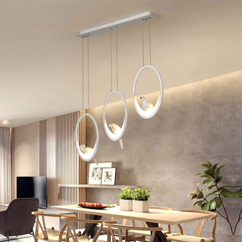 

Creative bird Modern Led Pendant Lights For Diningroom Living room kitchen hanging lights white/black acrylic Pendant Lamp