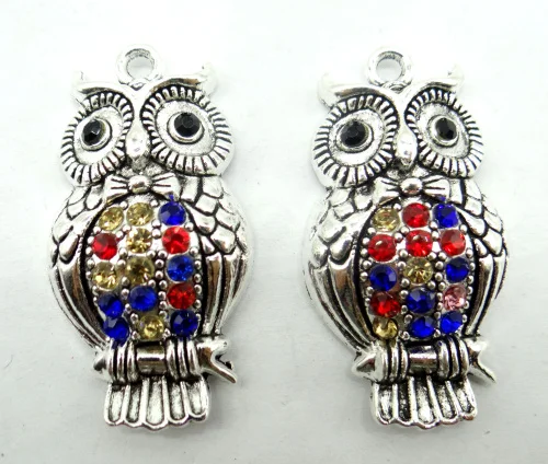10 шт. A2 подвеска в виде совы с искусственными кварцевыми кристаллами для