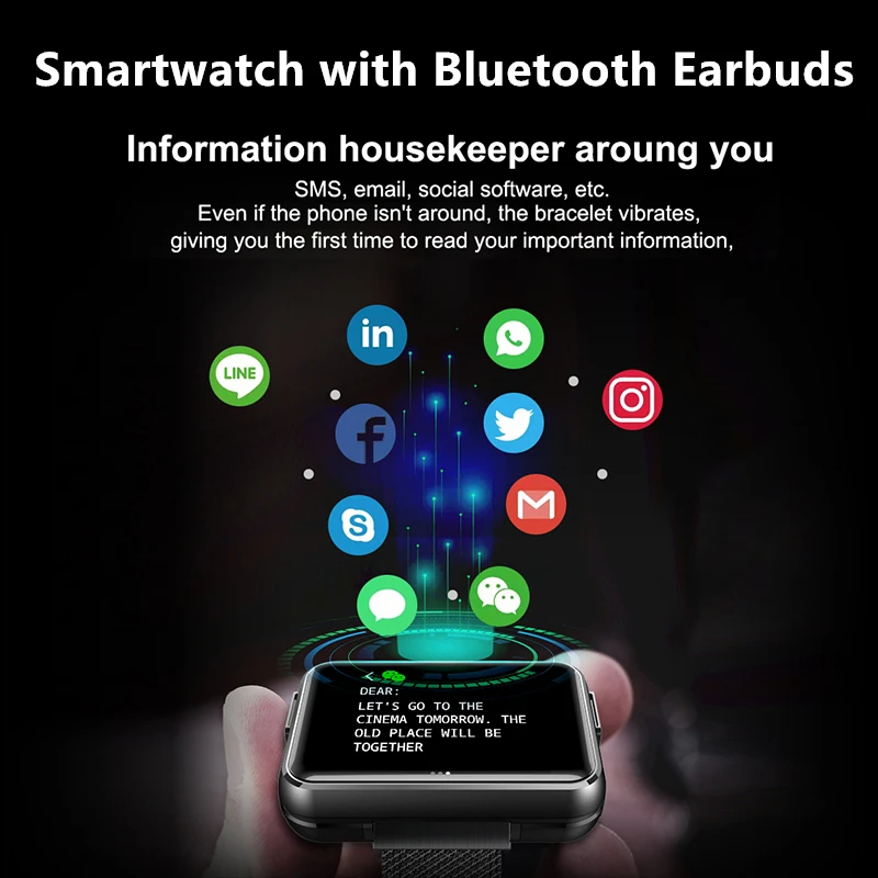Умные часы для мужчин и женщин с беспроводной Bluetooth 5 0 наушники TWS гарнитура