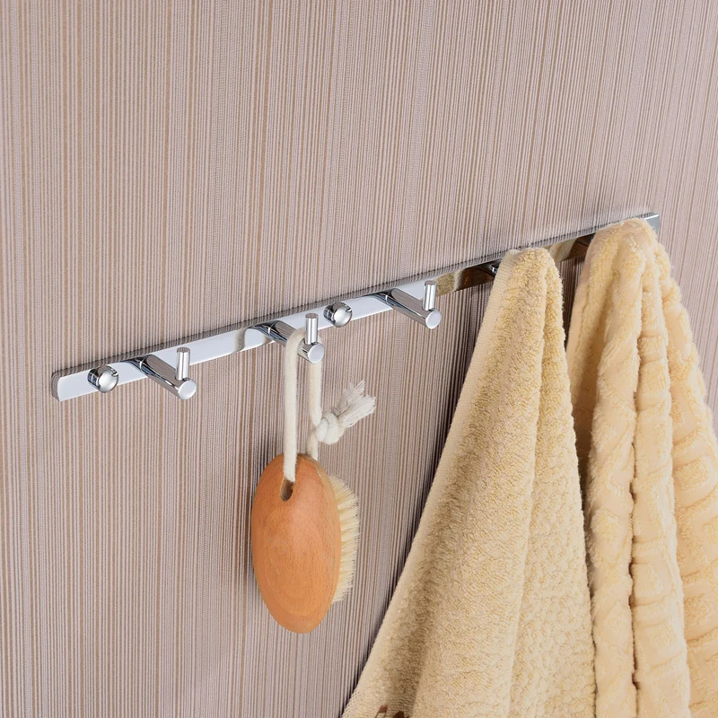Полностью медный однотонный хромированный крючок для пальто в ванную комнату