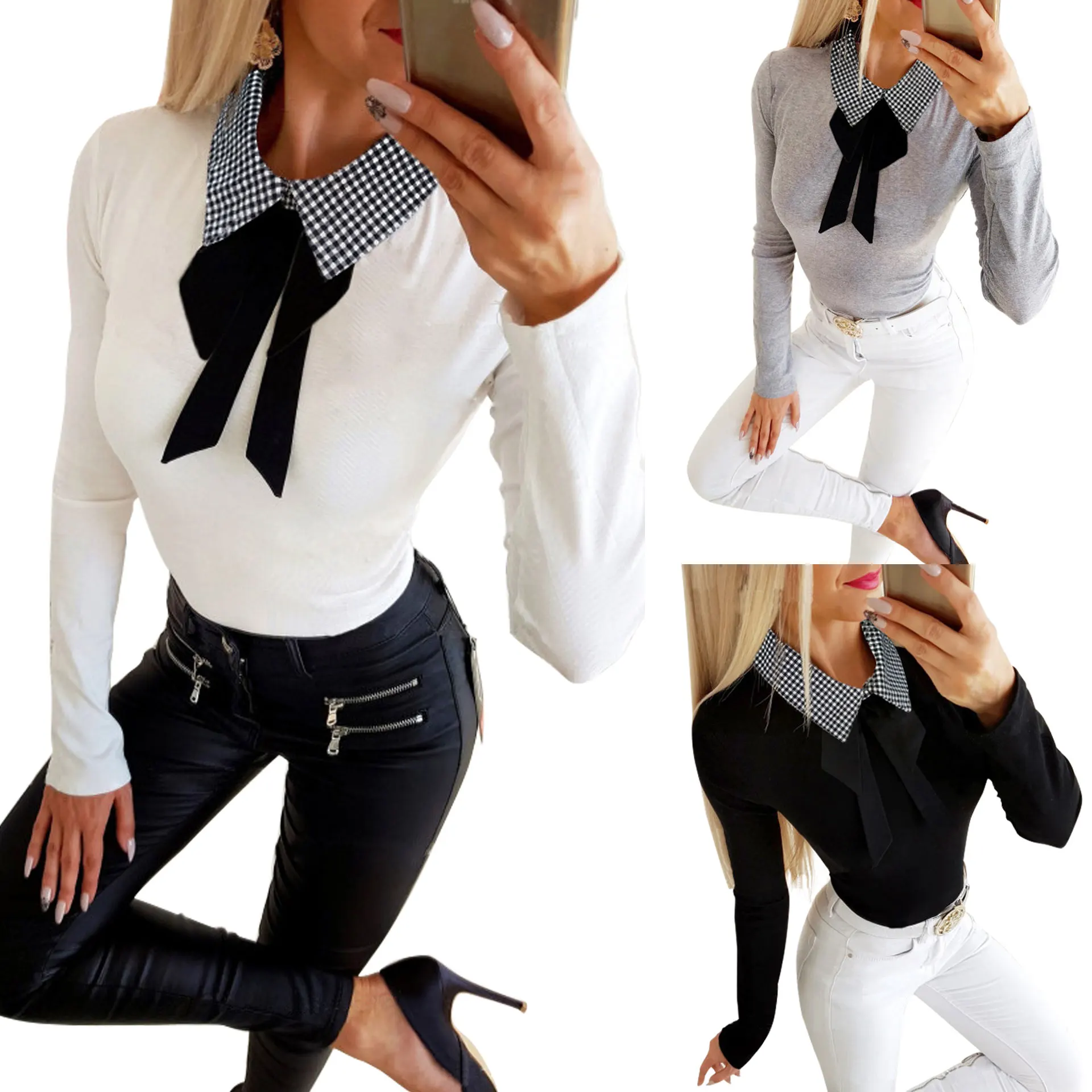 Женская блузка сезон осень-зима офисная одежда Модные женские рубашки с длинными