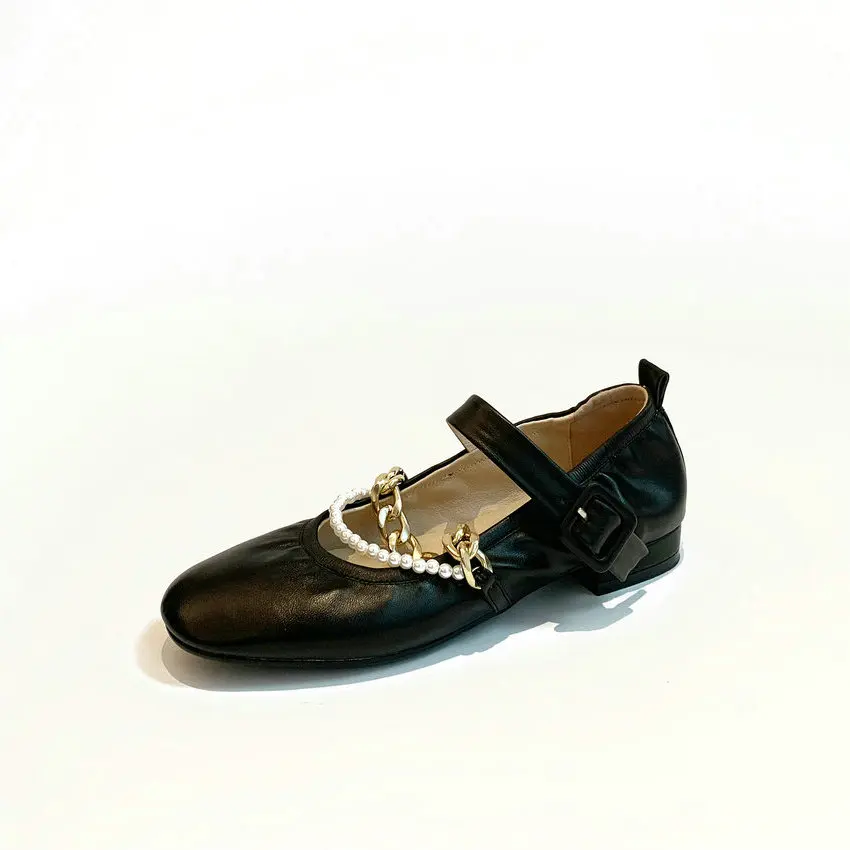 

ESVEVA 2021 Women Pumps Buckle Square Low Heel Spring Autumn Shoes Round Toe Soft Leather Pumps Women Shoes Big Size 34-39