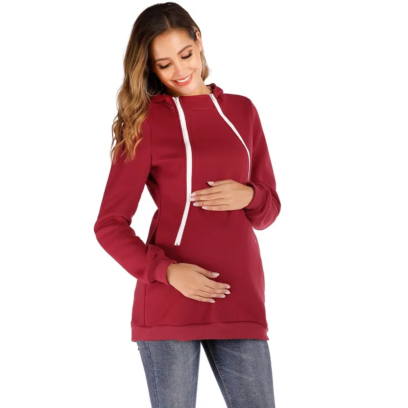 Рубашка для кормления Maternity Multi-function Kangaroo Sweatshirt Hooded Zipper Coat Breastfeeding Clothing Outwear B0069