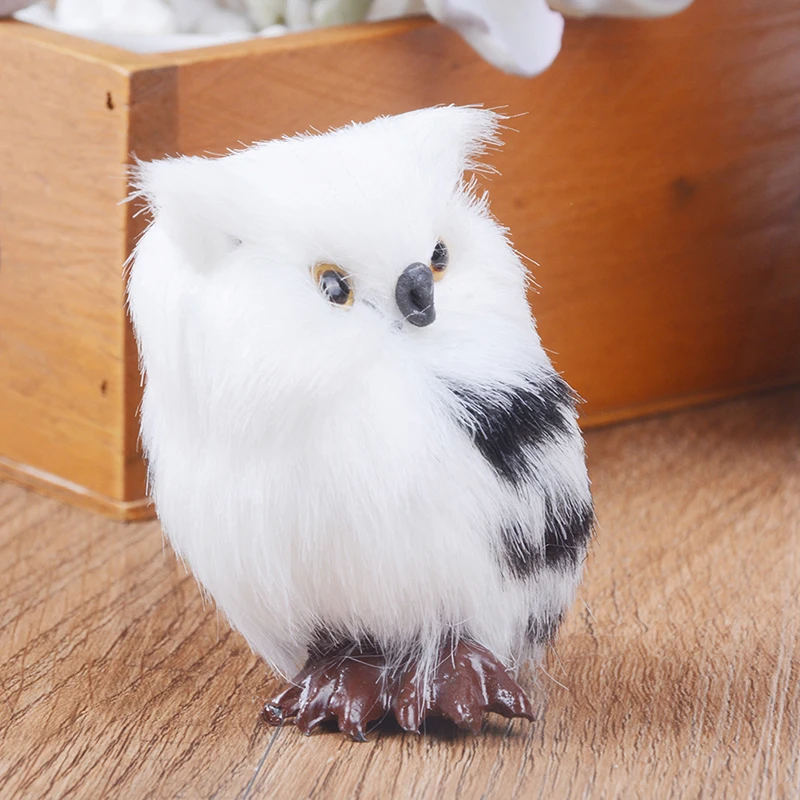 

Cute Lovely Owl White Black Furry Christmas Bird Ornament Decoration Adornment Simulation for Home Decor Gift 5*4.5*7cm