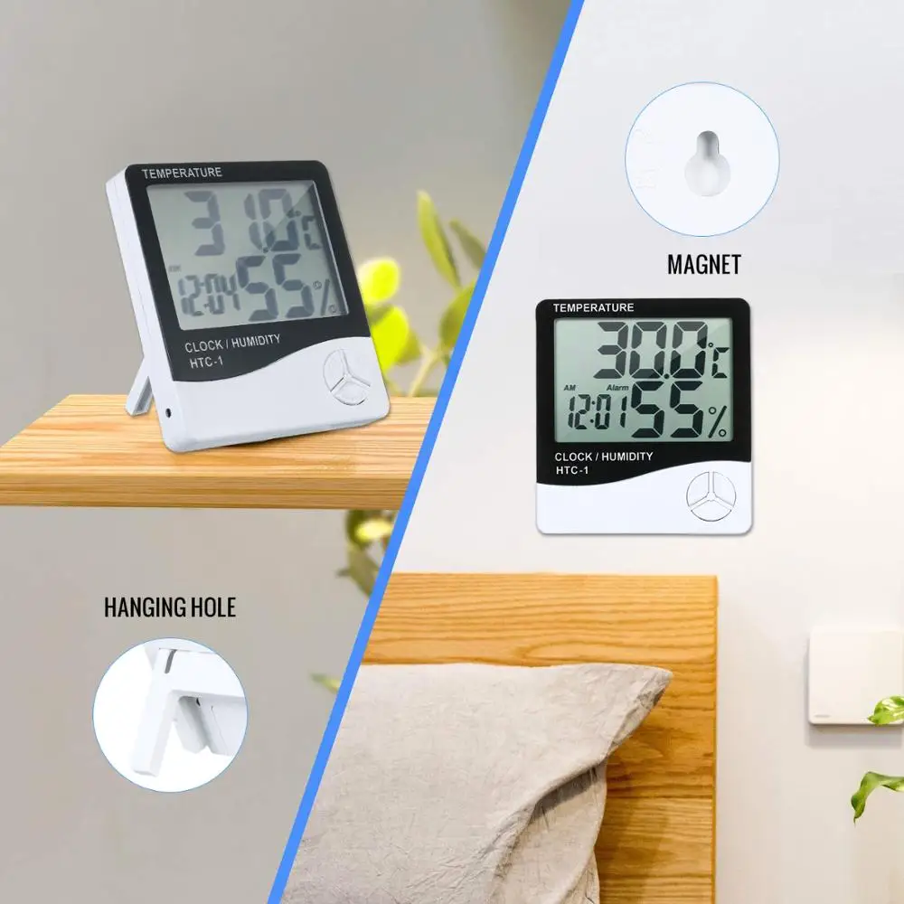 ЖК-цифровой термометр гигрометр Измеритель температуры и влажности Будильник