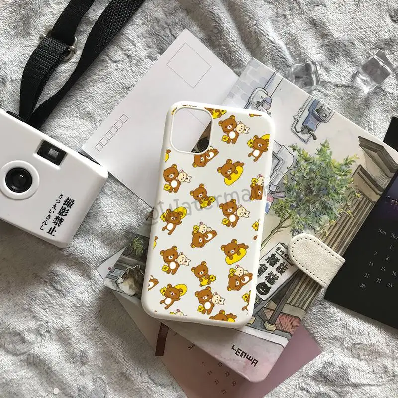 Чехол для телефона Rilakkuma с милым медведем IPhone 12 11 Pro Max Xs Xr X 6 6s 7 8 Plus Белый