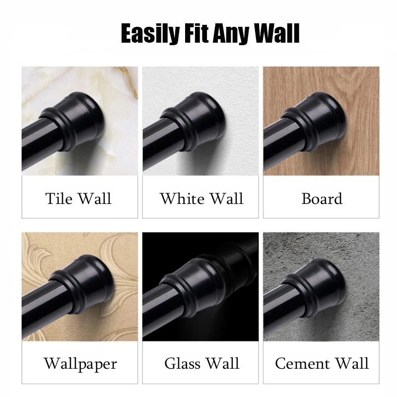 1pc adjustable curtain rod metal spring loaded bathroom bathroom balcony shower extendable telescopic poles hanger rods free global shipping