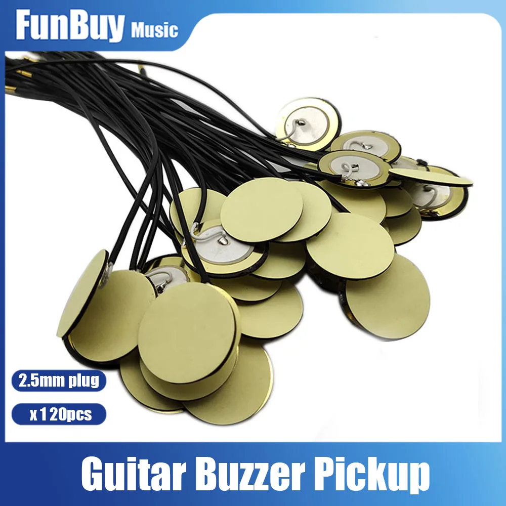 120pcs Guitar Pickup Piezoelectric Buzzer Piezo Gutiar Buzzer Pickup with 2.5mm Plug Acoustic Mandolin Ukulele Pickup