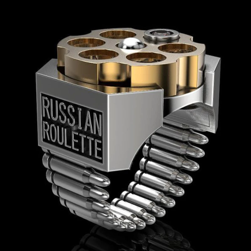 Модные механические русские рулетки пули мужское кольцо в стиле панк