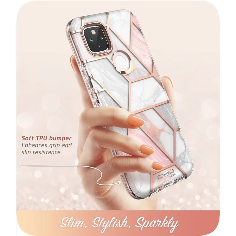 i blason for google pixel 5 case 2020 release cosmo full body glitter marble bumper case cover with built in screen protector free global shipping