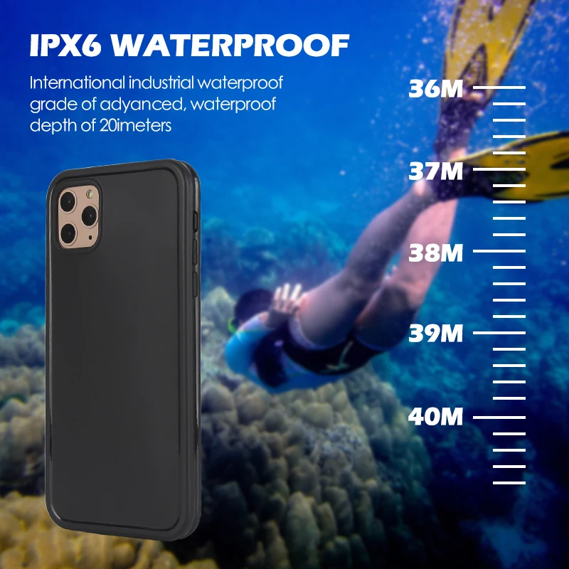 Мягкий водонепроницаемый чехол из ТПУ для iPhone 11 Pro Max SE 2020 6 6S 7 8 Plus 10 X XR XS подводный