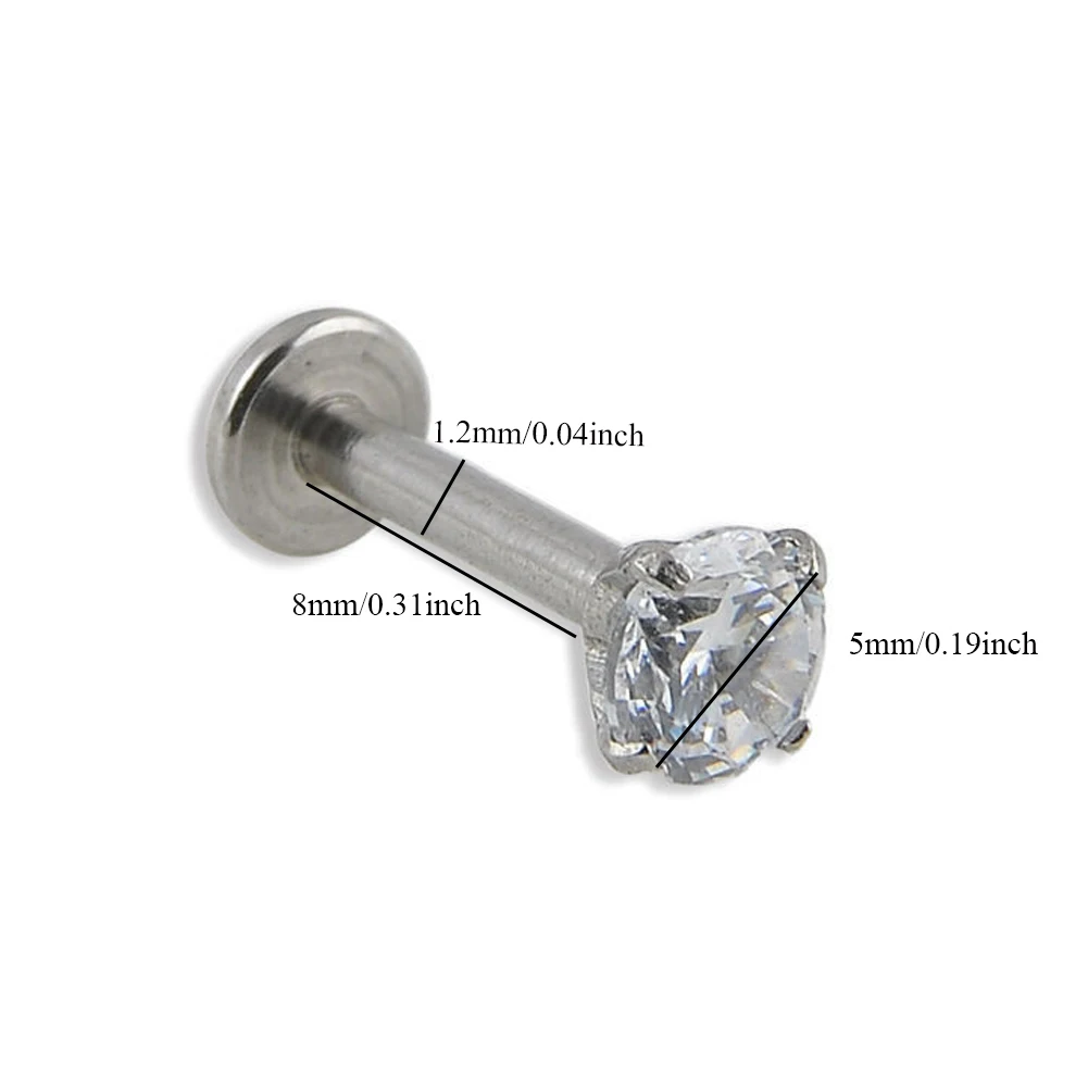 Серьги гвоздики для губ с цирконом ювелирные украшения из нержавеющей стали