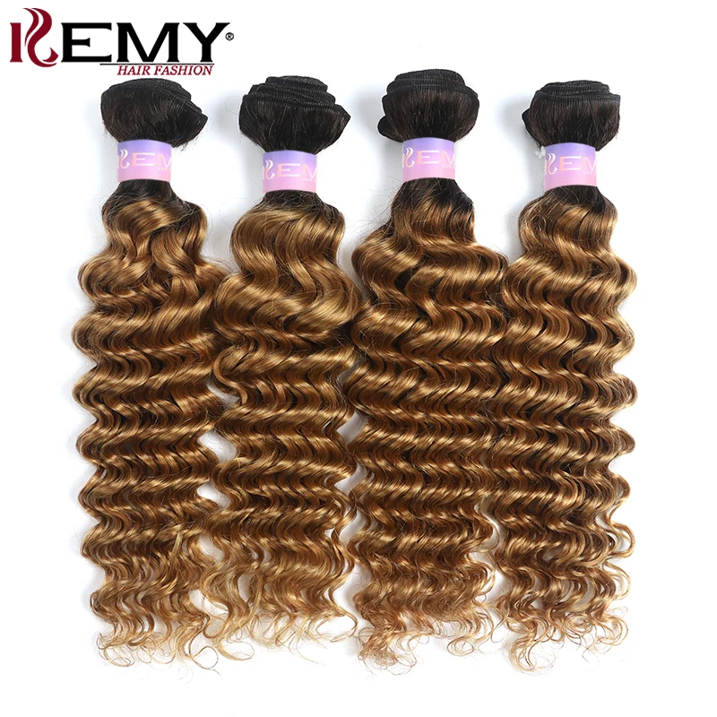 Глубокая волна человеческие волосы пучки Омбре блонд коричневый два тона