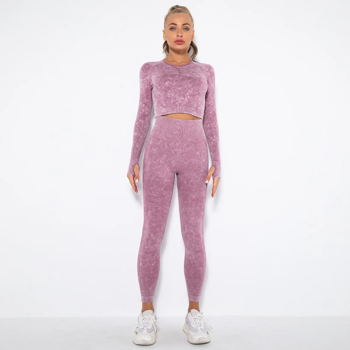 

Seamless Yoga Set Sports Long Sleeve Top and Leggings Cloth Fitness Workout Suit Tracksuits Female Gym Sport swearset woman 2pc