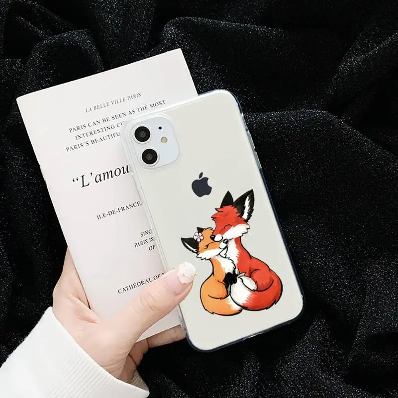 

fox cartoon cute animal Phone Case Transparent for iPhone 6 7 8 11 12 s mini pro X XS XR MAX Plus cover funda shell