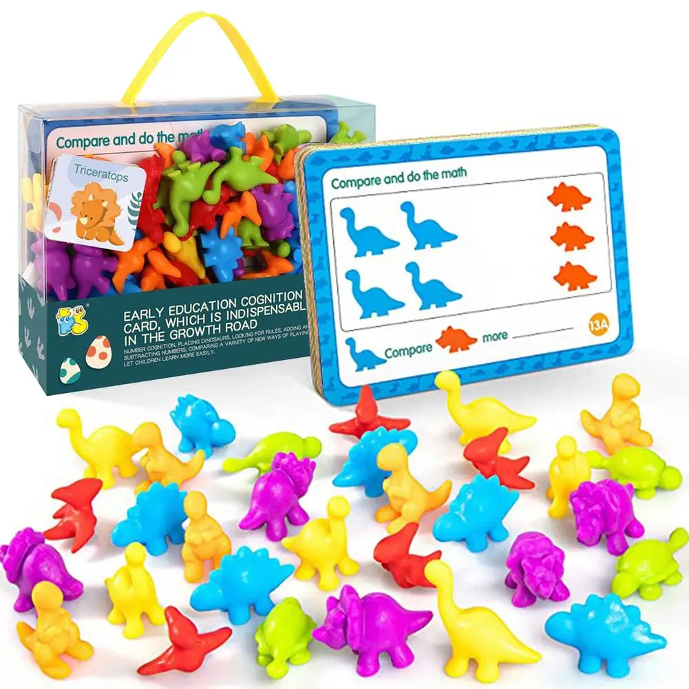 72PCS/Set Counting Little Dinosaur Toys Topic Cards Math Learning Tool Montessori Animal Educational Toys Cognitive Puzzle Toy
