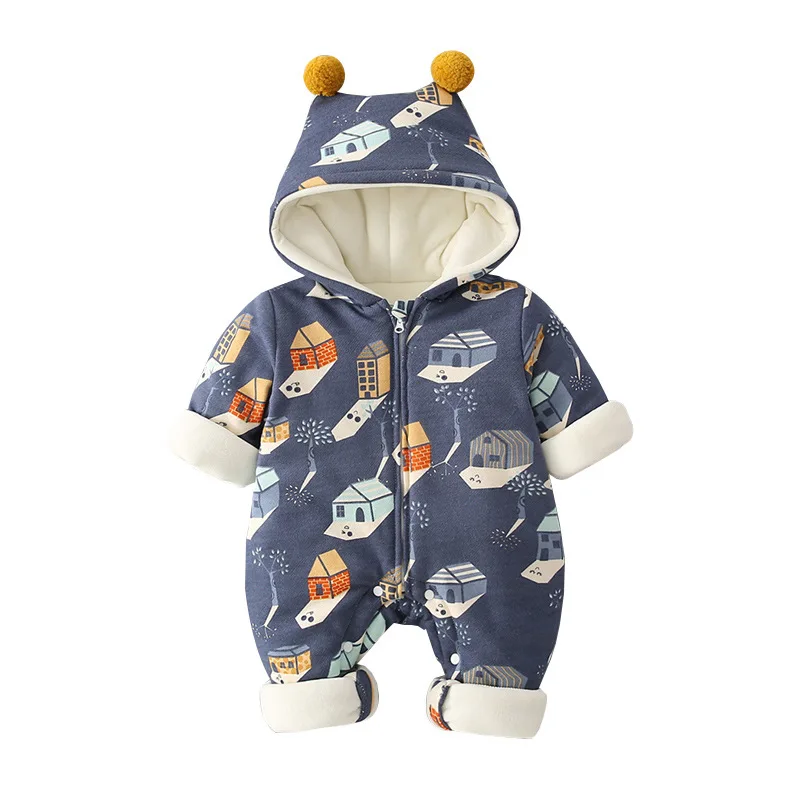 

Winter Toddler Infant Newborn Jumpsuits Baby Girls Boys Rompers Hooded Children Kids Outdoor Warm One-Pieces Coats