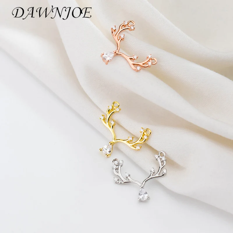

True 925 Sterling Silver 3 Color Zircon Deer pendant charms plating 18k Gold DIY Making Necklace jewelry components Finding