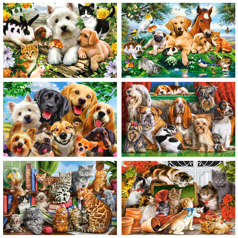 RAILONCH Алмазная картина 5D DIY полный квадрат/круглая дрель кошка собака животное