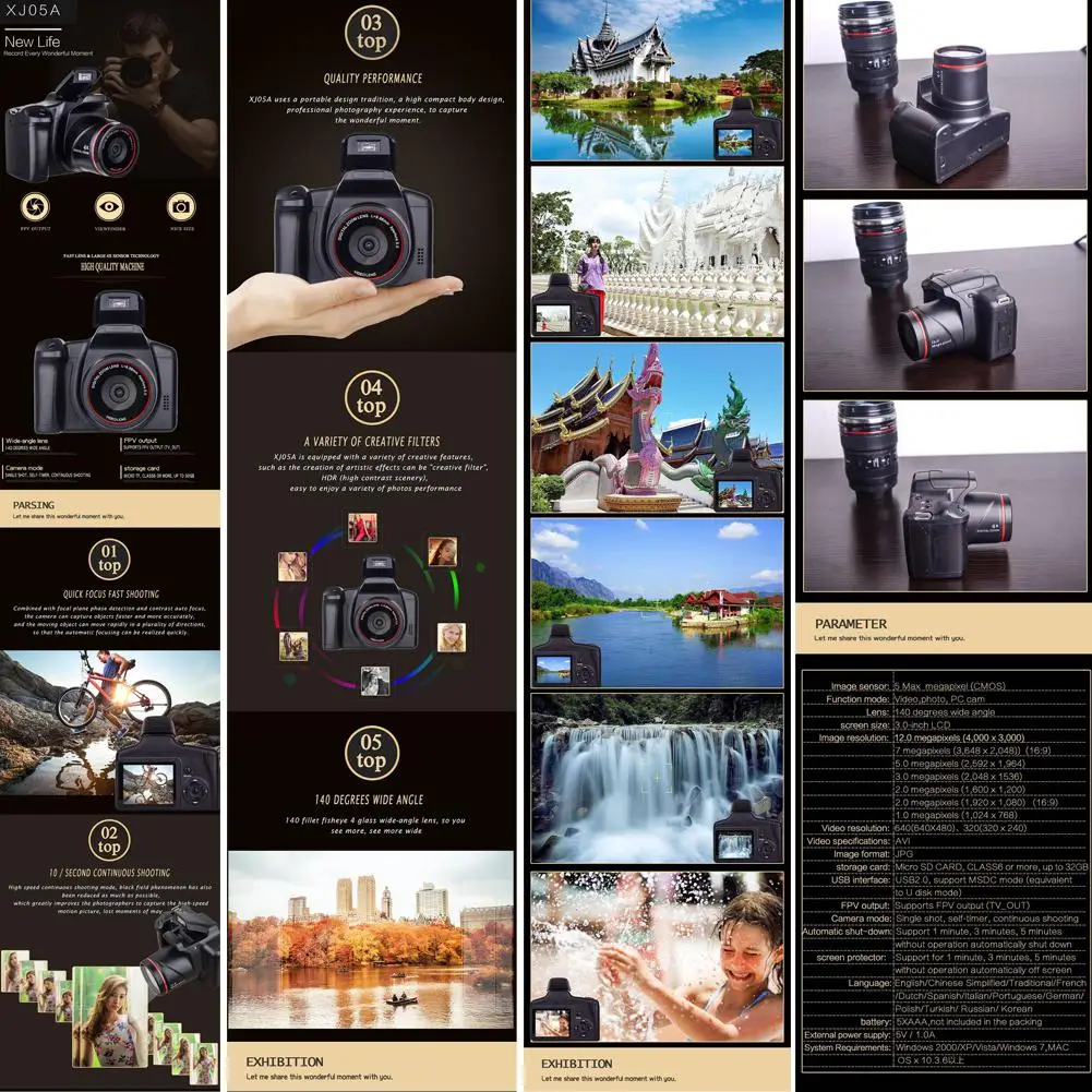16MP HD 1080P 2,4 дюймов TFT экран анти-встряхивание цифровая зеркальная камера видеокамеры со встроенным микрофоном многоязычный
