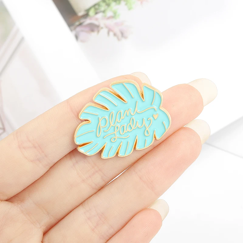 Листья Жесткий Эмаль на булавке для сбора мятно-зеленого цвета лист металла