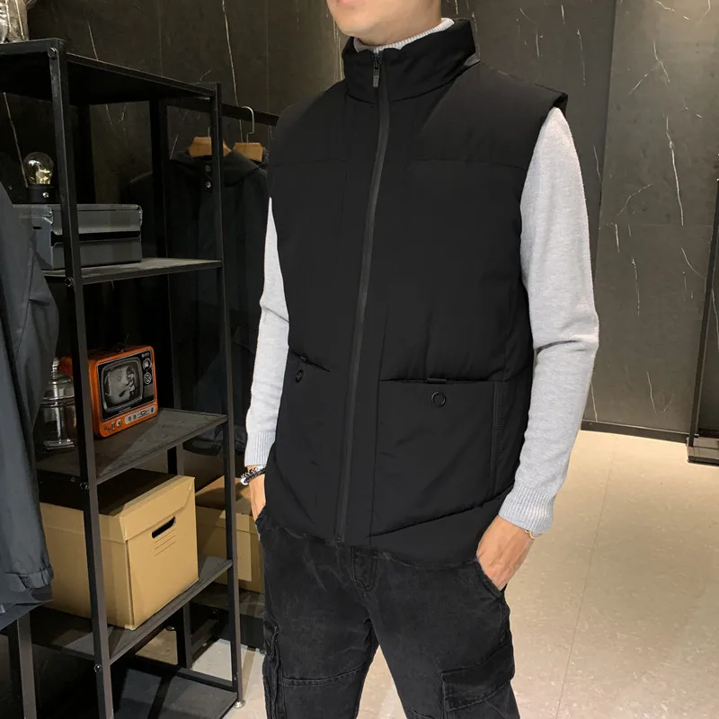 Men Vest Coat Solid Down Cotton Winter Jacket Warm Men's Outerwear Waistcoat Casual Vests Jacket Man Sleeveless Jackets 5XL