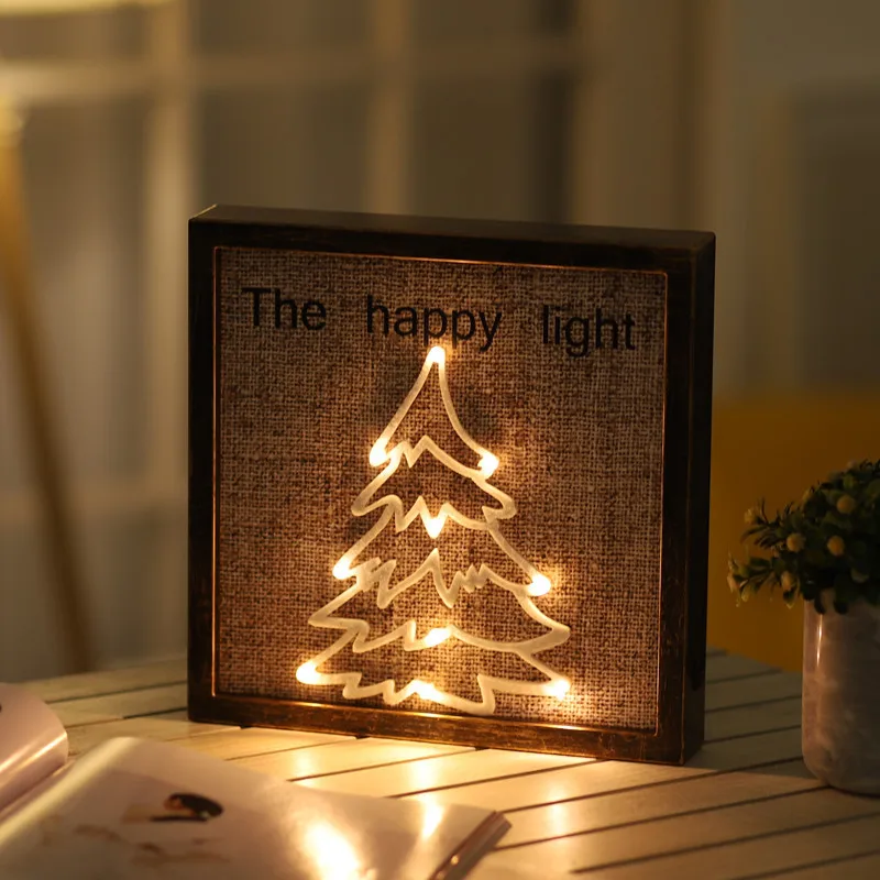 Christmas tree Hinnixy теплый белый ночник прикроватная лампа ретро фоторамка животное космический корабль спальня настенный Декор романтический рождественский подарок - Испускаемый цвет: Christmas tree
