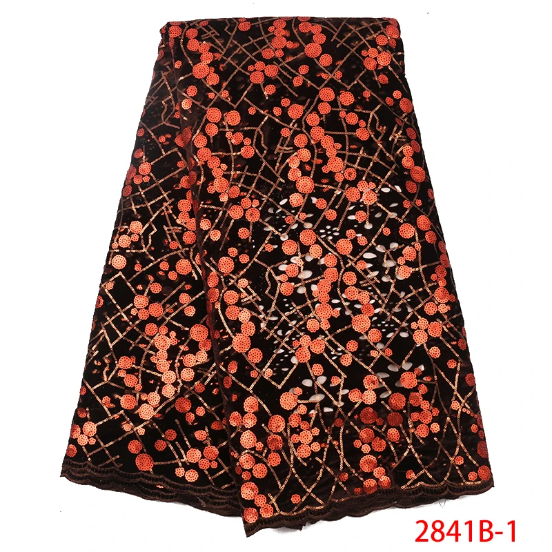

Latest Nigerian Lace Fabric 2019 High Quality Luxury Fabrics With Sequins Lace Fabric For Evening Dresses Trims Sewing GD2841B-2