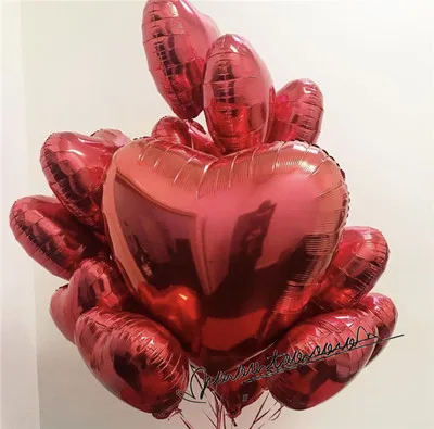 8 шт 18 Inch цвета розового золота красный Фольга формой сердца Воздушные шары брак